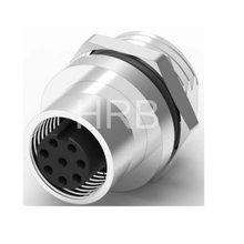 M12 A-coding Panel Rear Mounting Female Circular Connector 6-8 Poles